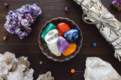 Smudge with Rainbow Stones and Crystals