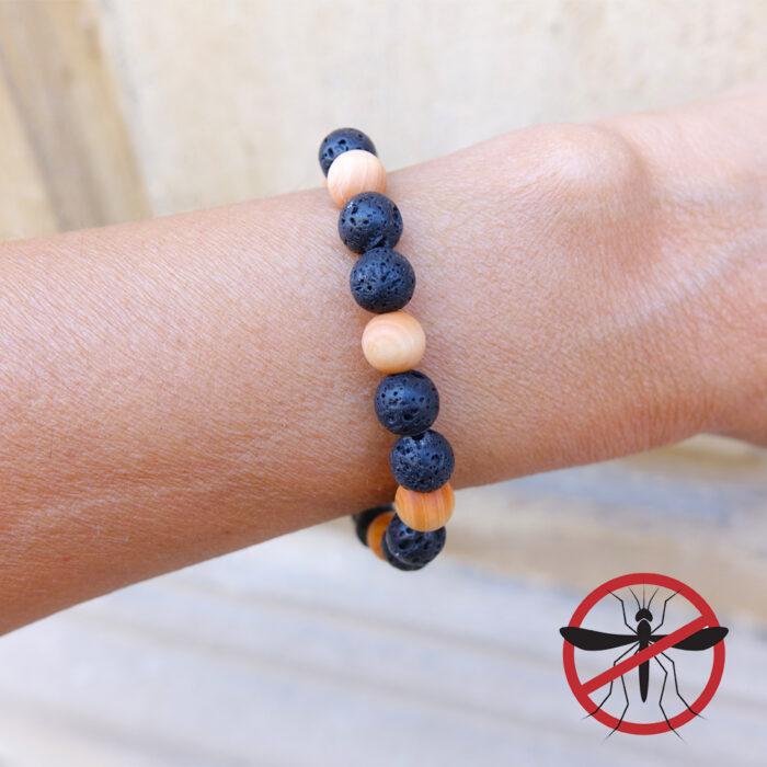 Natural mosquito repellent bracelet - Lava stone and Sandalwood
