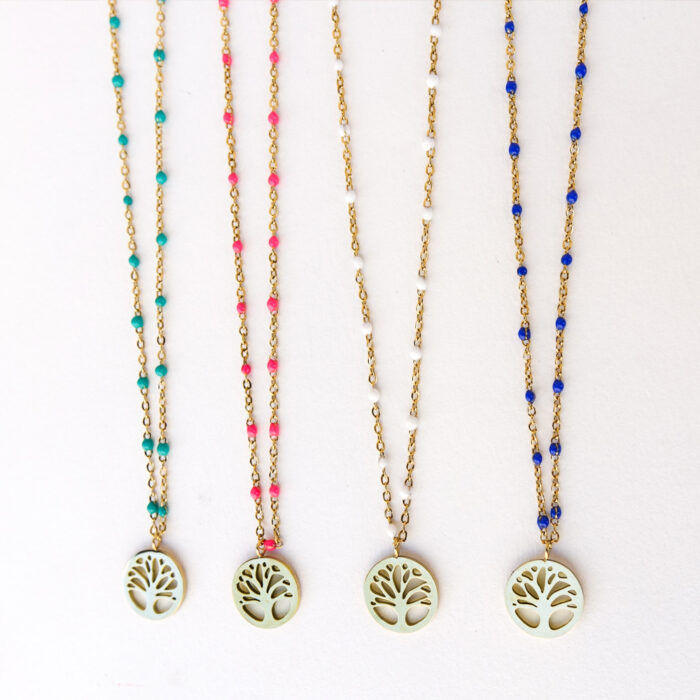 Collier Arbre de vie avec chaîne émaillée - Couleurs diverses - Image 7
