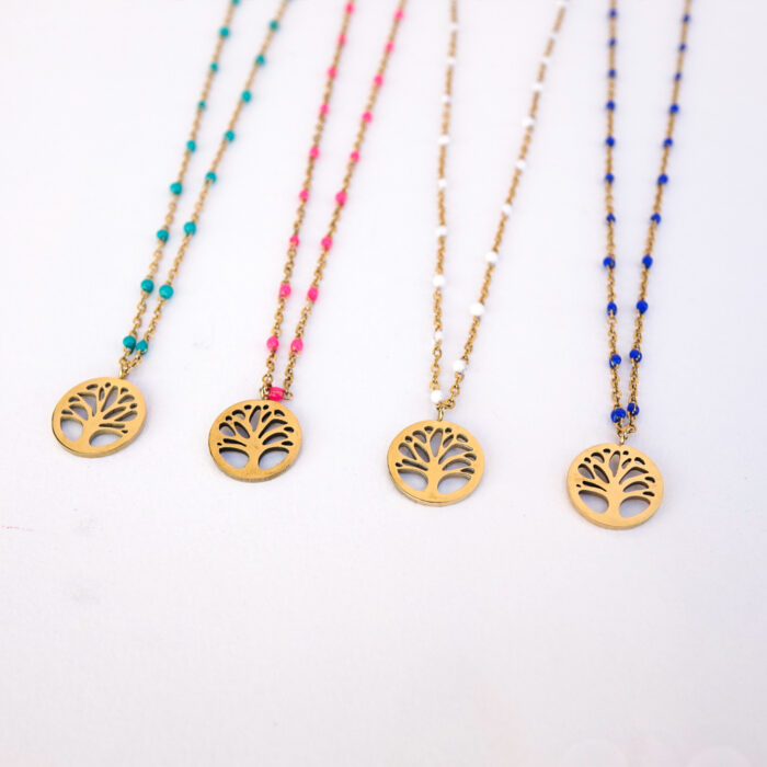 Collier Arbre de vie avec chaîne émaillée - Couleurs diverses - Image 6