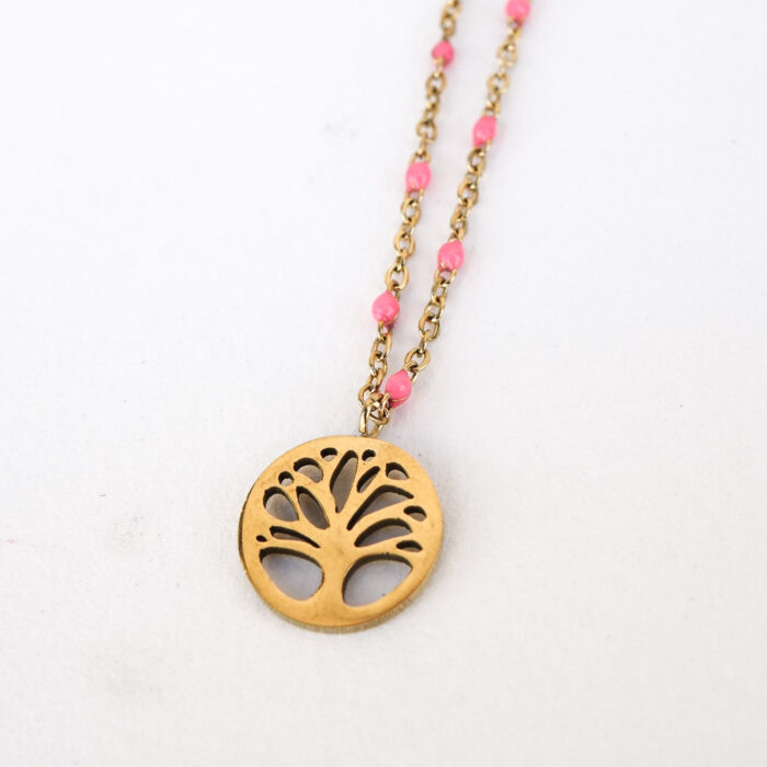 Collier Arbre de vie avec chaîne émaillée - Couleurs diverses - Image 3