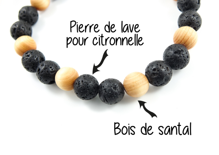 Natural mosquito repellent bracelet - Lava stone and Sandalwood - Image 2