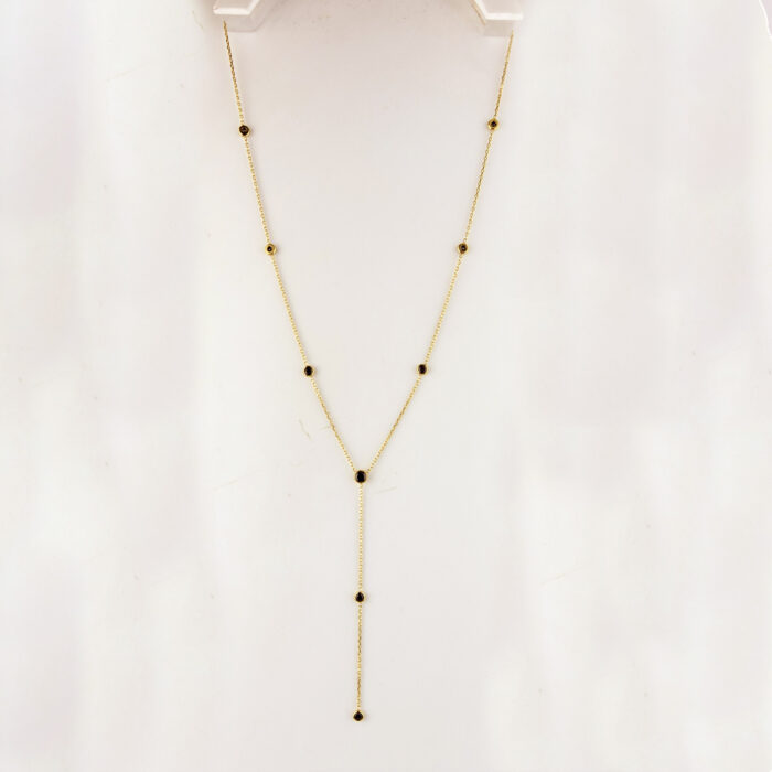 Collier lasso en Y avec perles noires – Image 4
