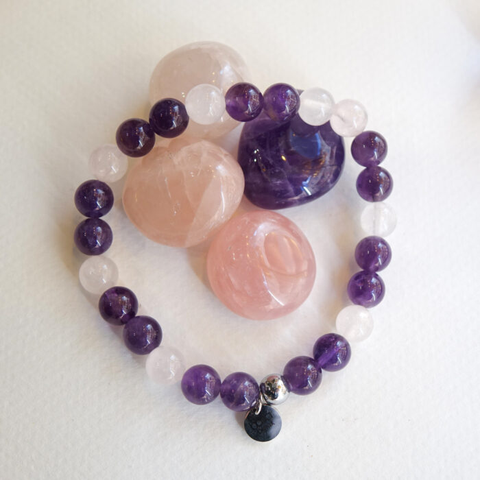 Bracelet "APAISEMENT" en améthyste et quartz rose – Image 3