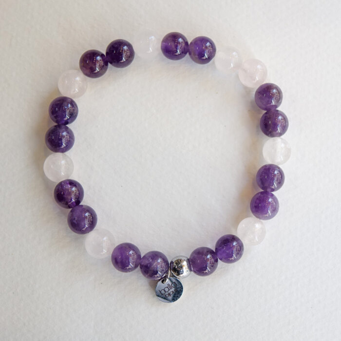 Bracelet "APAISEMENT" en améthyste et quartz rose – Image 2