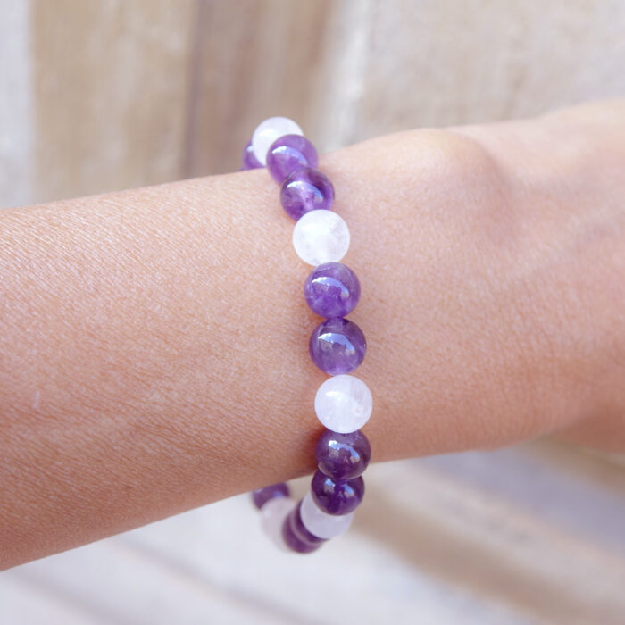 Bracelet "APAISEMENT" en améthyste et quartz rose