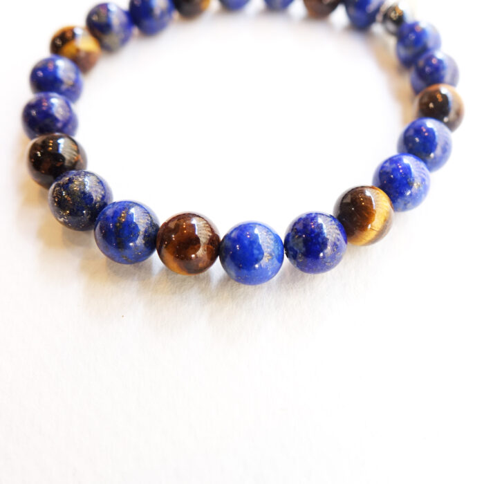 Bracelet "SERENITE" en Lapis Lazuli et oeil de tigre – Image 3