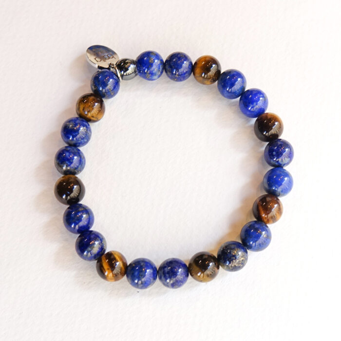 Bracelet "SERENITE" en Lapis Lazuli et oeil de tigre – Image 2