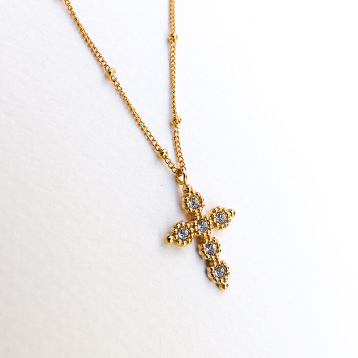Collier Croix brillante et chaîne dorée – Image 4