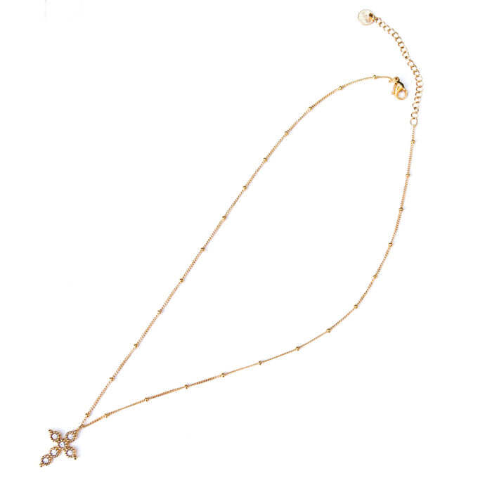 Collier Croix brillante et chaîne dorée – Image 3