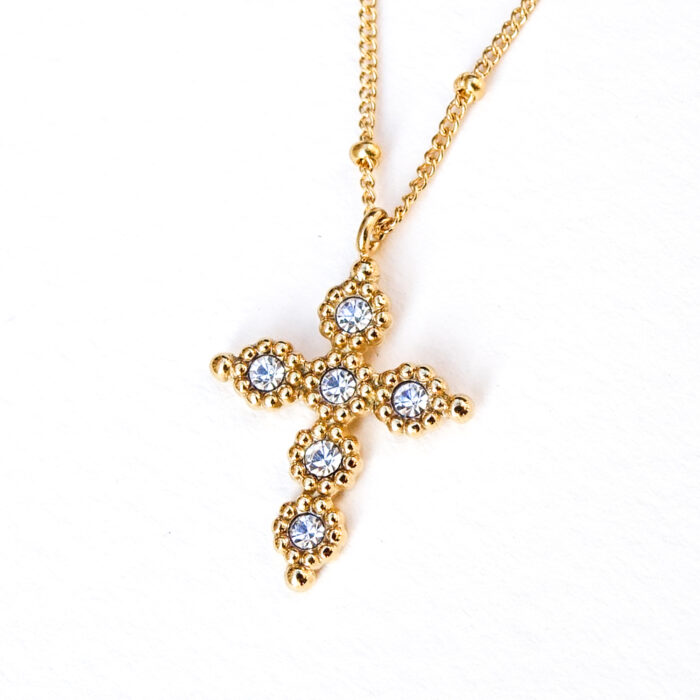 Collier Croix brillante et chaîne dorée – Image 2