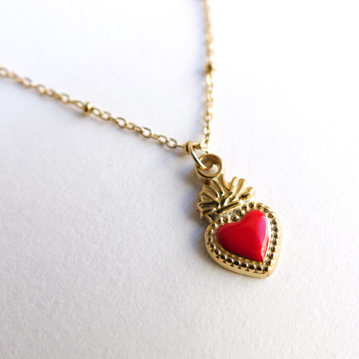 Collier coeur sacré rouge – Image 2