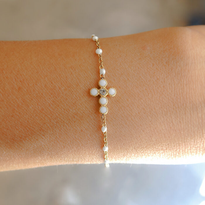 Bracelet croix émaillé